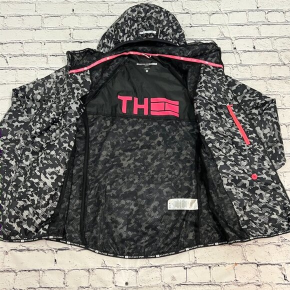 Tommy Hilfiger Sport women's windbreaker Large black /grey digital camo‎ jacket - Picture 11 of 13